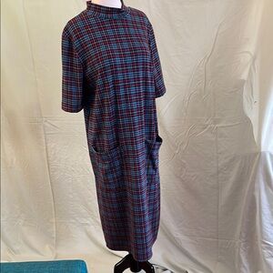 Zara Plaid Midi Dress - Red and Blue